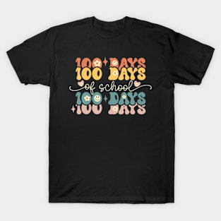 Retro Days of School Groovy Teacher 100th Day of School T-Shirt